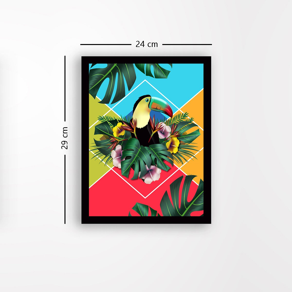 Quadro Decorativo MDF Emoldurado - Arte Multicolor 24x29cm com Moldura de Madeira 2cm