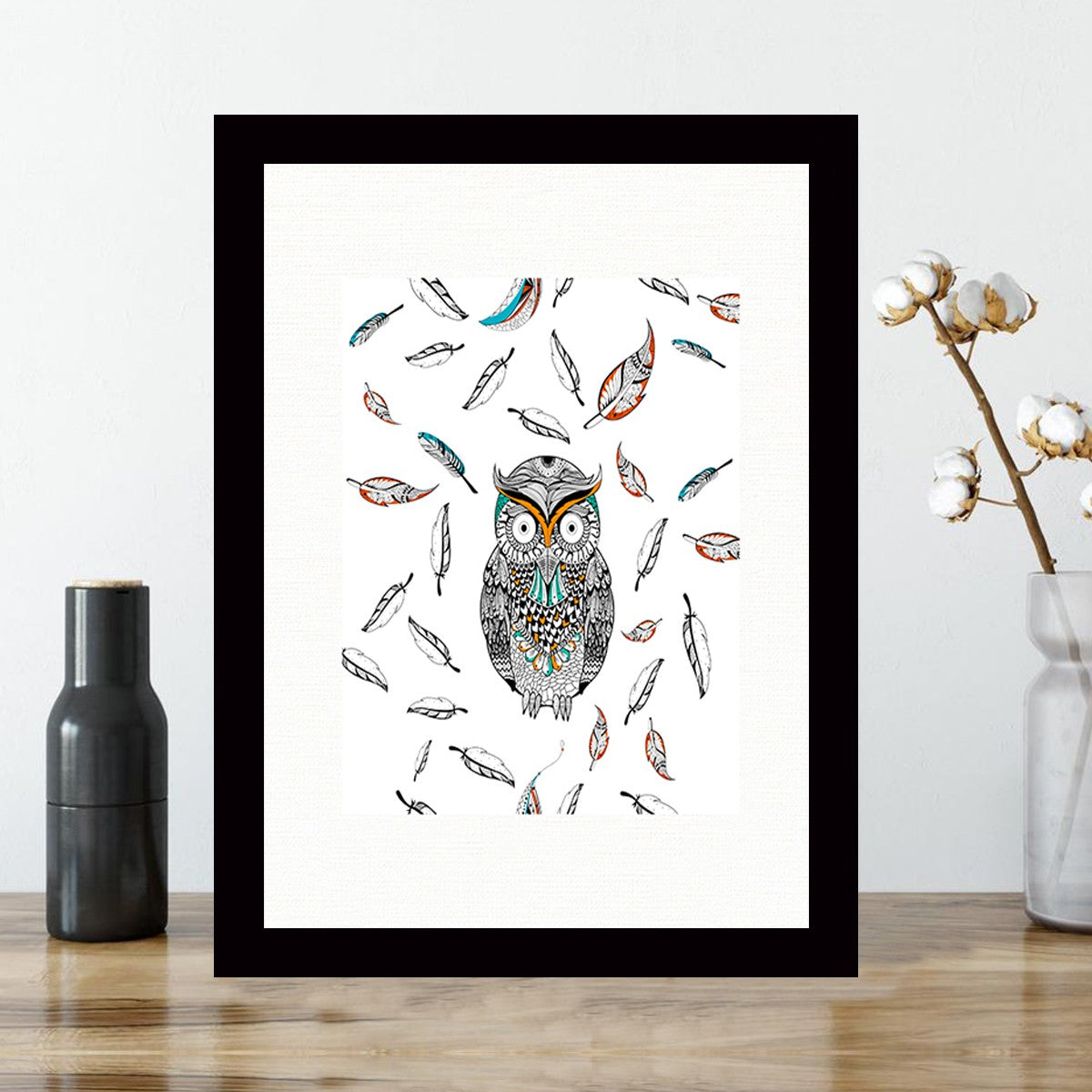 Quadro Decorativo MDF Emoldurado - Arte Multicolor 24x29cm com Moldura de Madeira 2cm