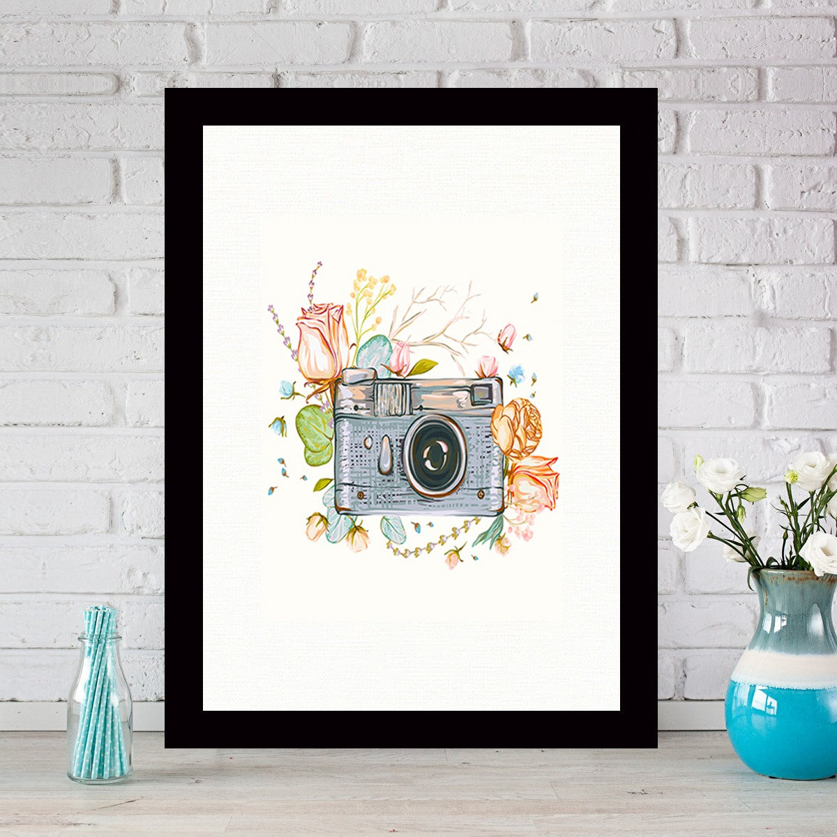 Quadro Decorativo MDF Emoldurado - Arte Multicolor 24x29cm com Moldura de Madeira 2cm