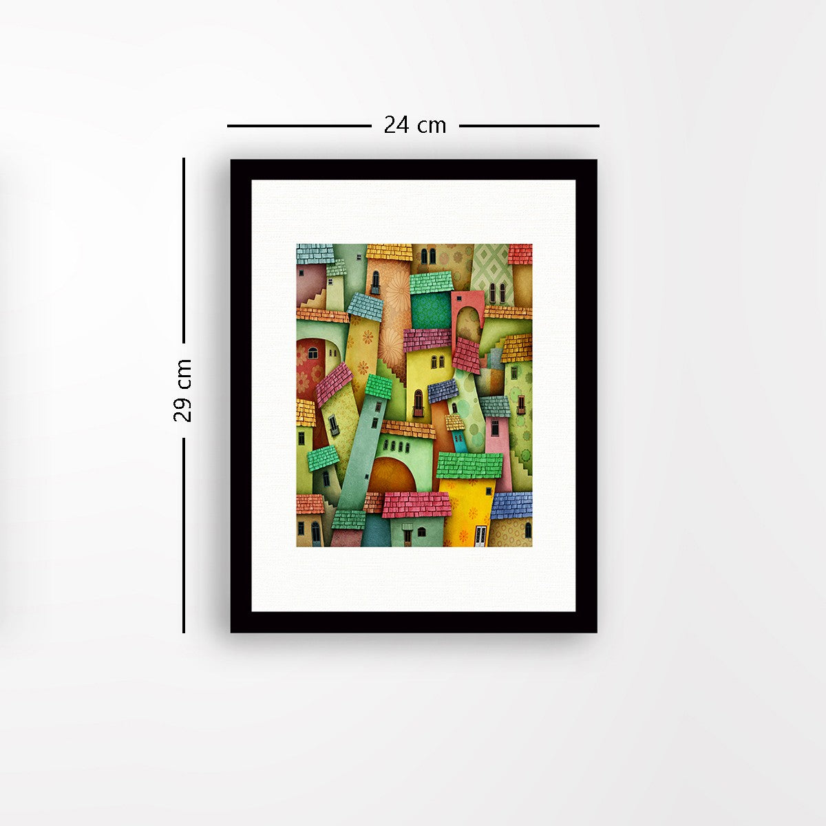 Quadro Decorativo MDF Emoldurado - Arte Multicolor 24x29cm com Moldura de Madeira 2cm