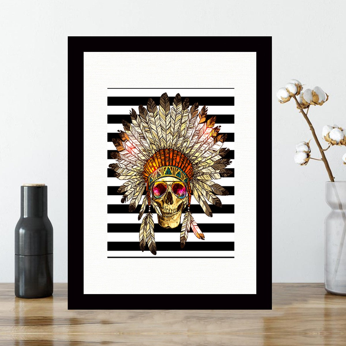 Quadro Decorativo MDF Emoldurado - Arte Multicolor 24x29cm com Moldura de Madeira 2cm