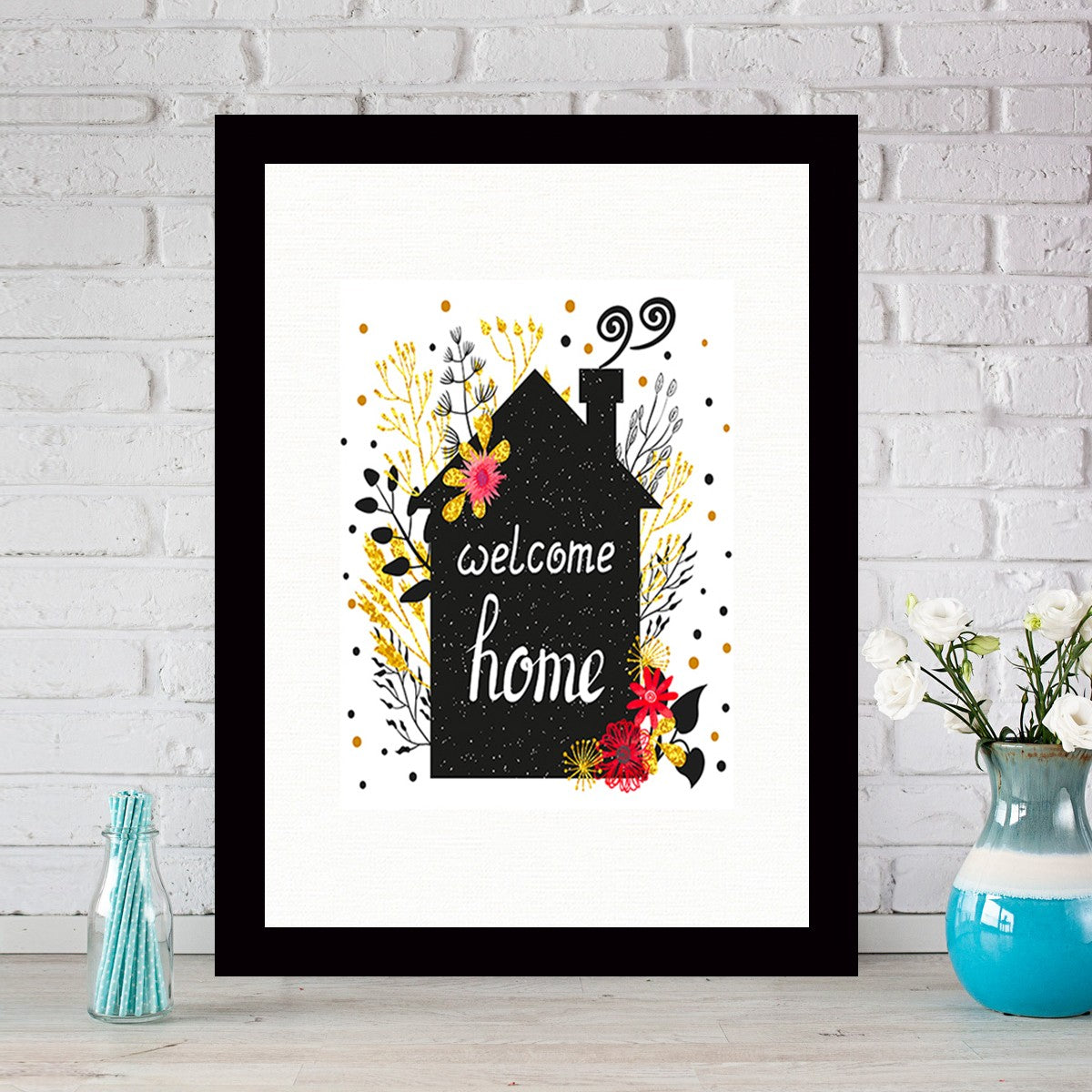 Quadro Decorativo MDF Emoldurado - Arte Multicolor 24x29cm com Moldura de Madeira 2cm