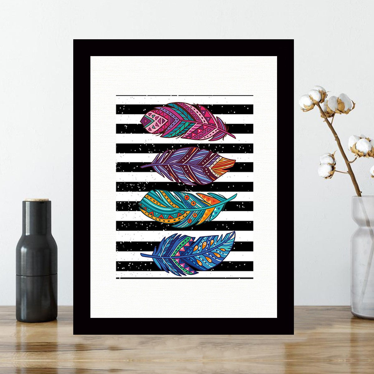 Quadro Decorativo MDF Emoldurado - Arte Multicolor 24x29cm com Moldura de Madeira 2cm