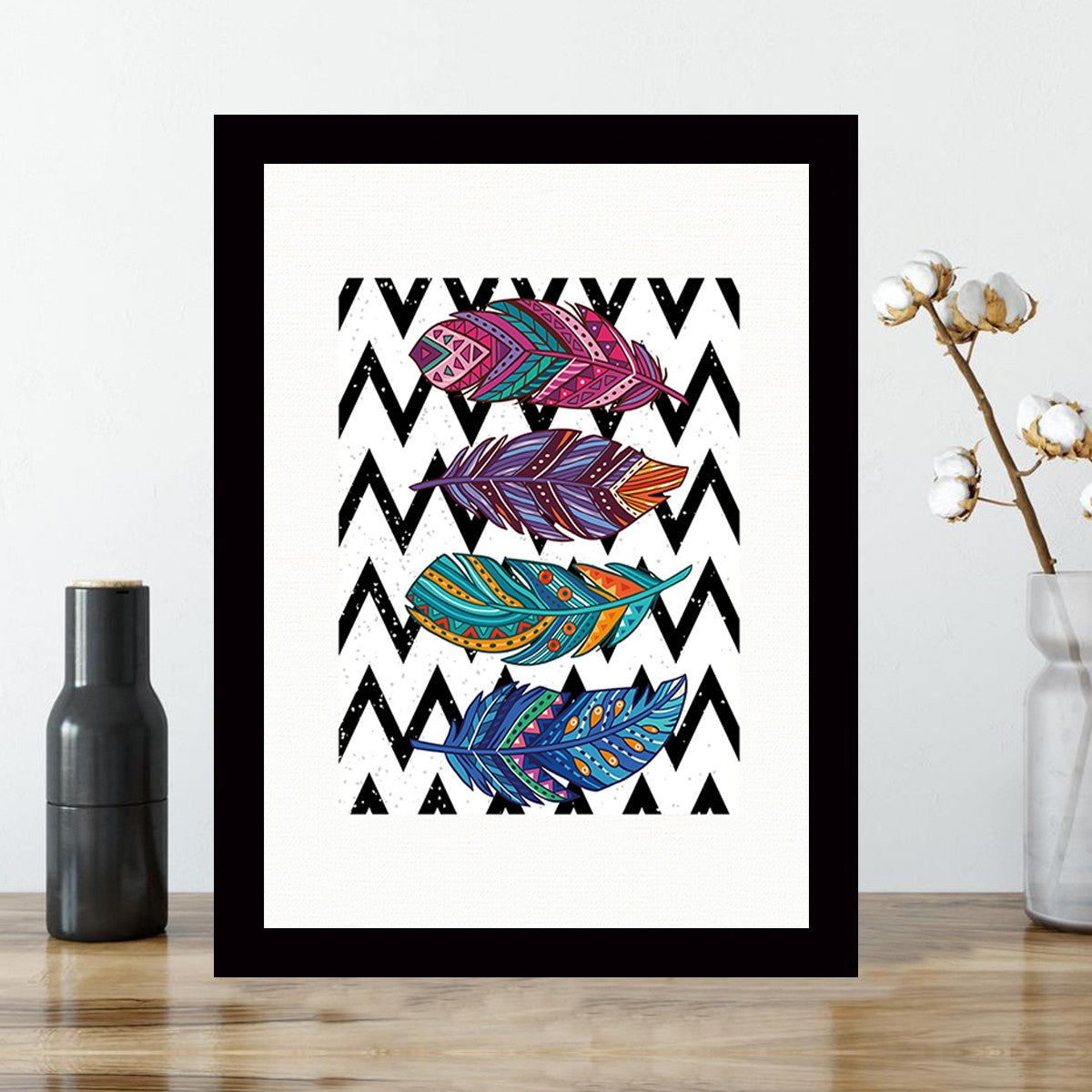 Quadro Decorativo MDF Emoldurado - Arte Multicolor 24x29cm com Moldura de Madeira 2cm