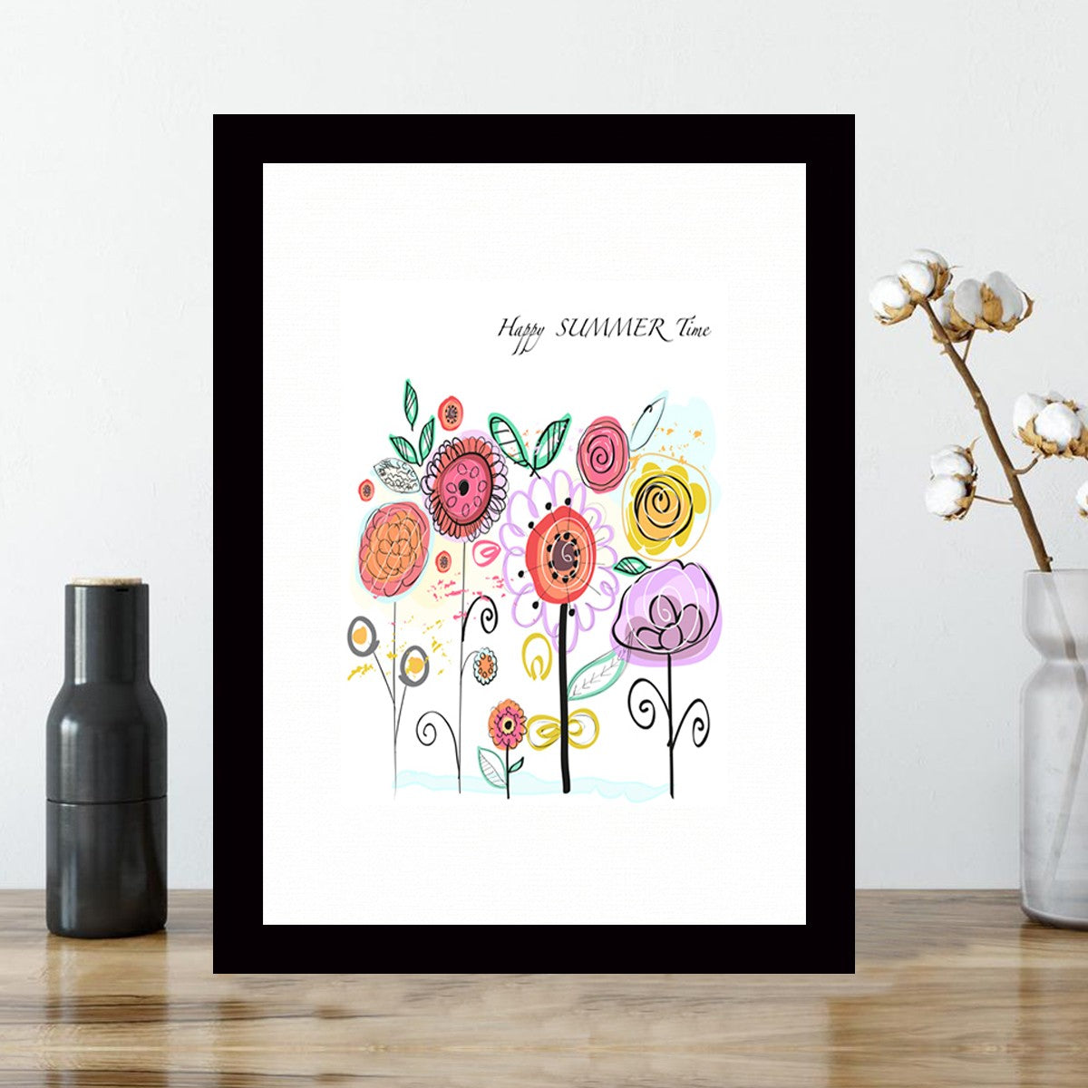 Quadro Decorativo MDF Emoldurado - Arte Multicolor 24x29cm com Moldura de Madeira 2cm