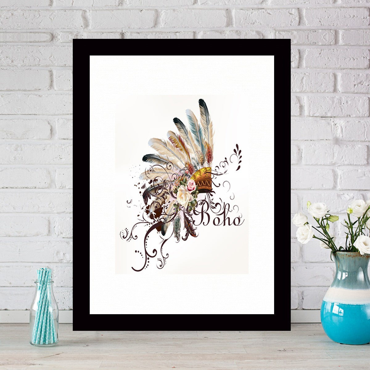 Quadro Decorativo MDF Emoldurado - Arte Multicolor 24x29cm com Moldura de Madeira 2cm