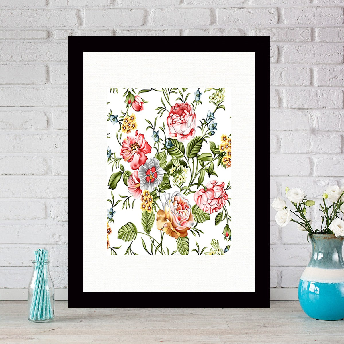 Quadro Decorativo MDF Emoldurado - Arte Multicolor 24x29cm com Moldura de Madeira 2cm