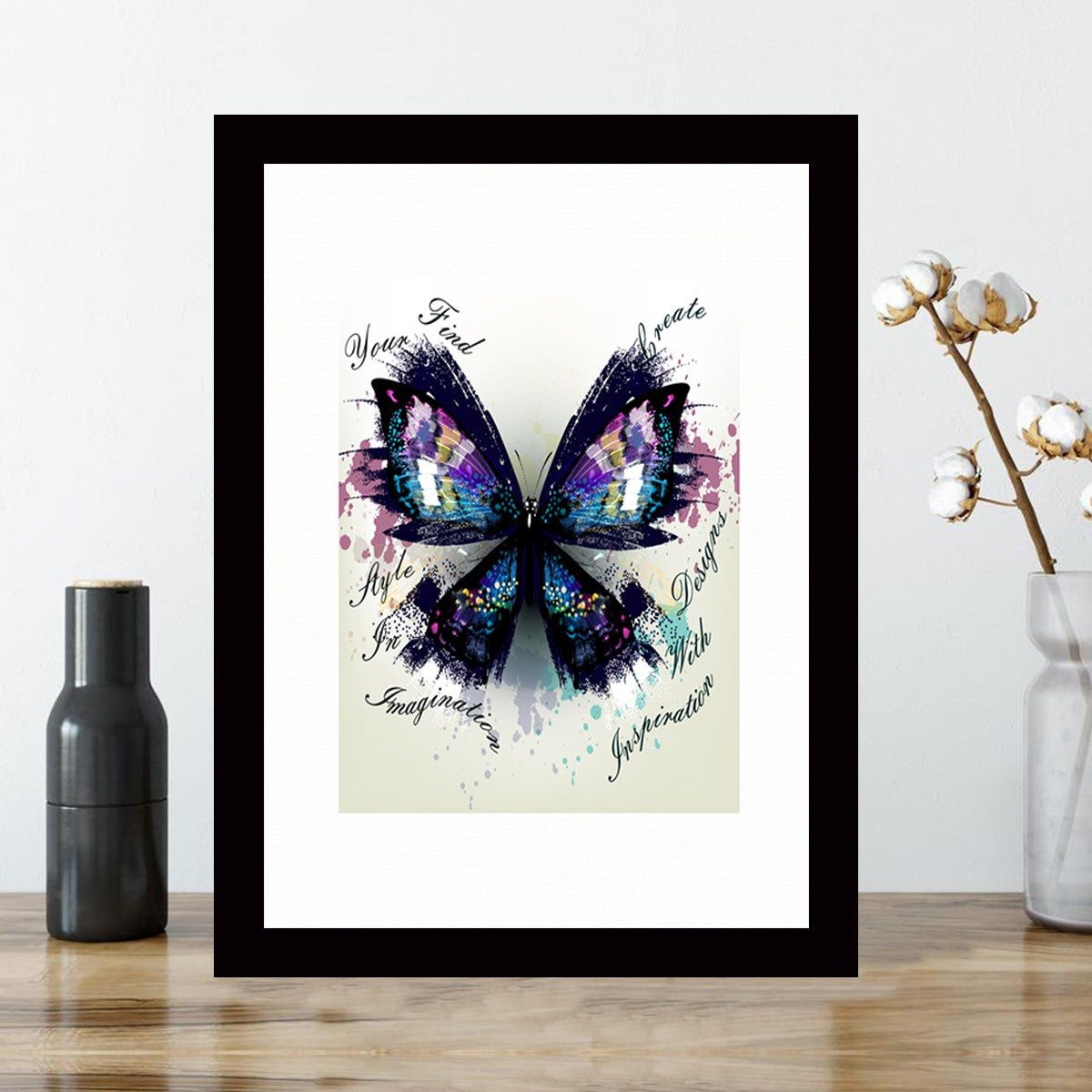 Quadro Decorativo MDF Emoldurado - Arte Multicolor 24x29cm com Moldura de Madeira 2cm