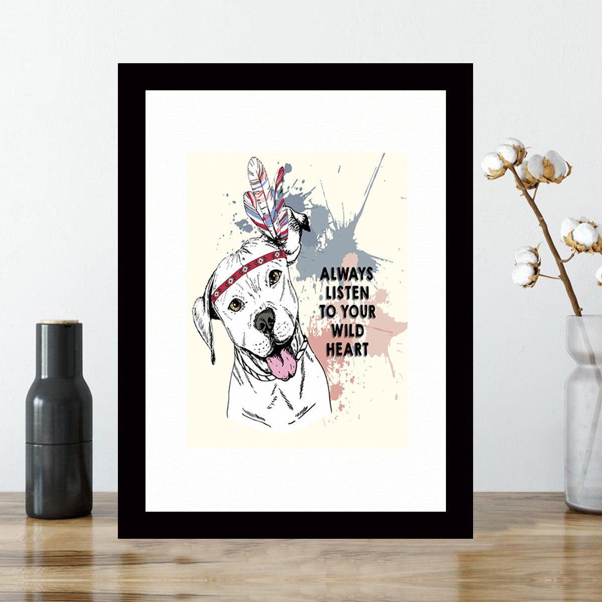 Quadro Decorativo MDF Emoldurado - Arte Multicolor 24x29cm com Moldura de Madeira 2cm