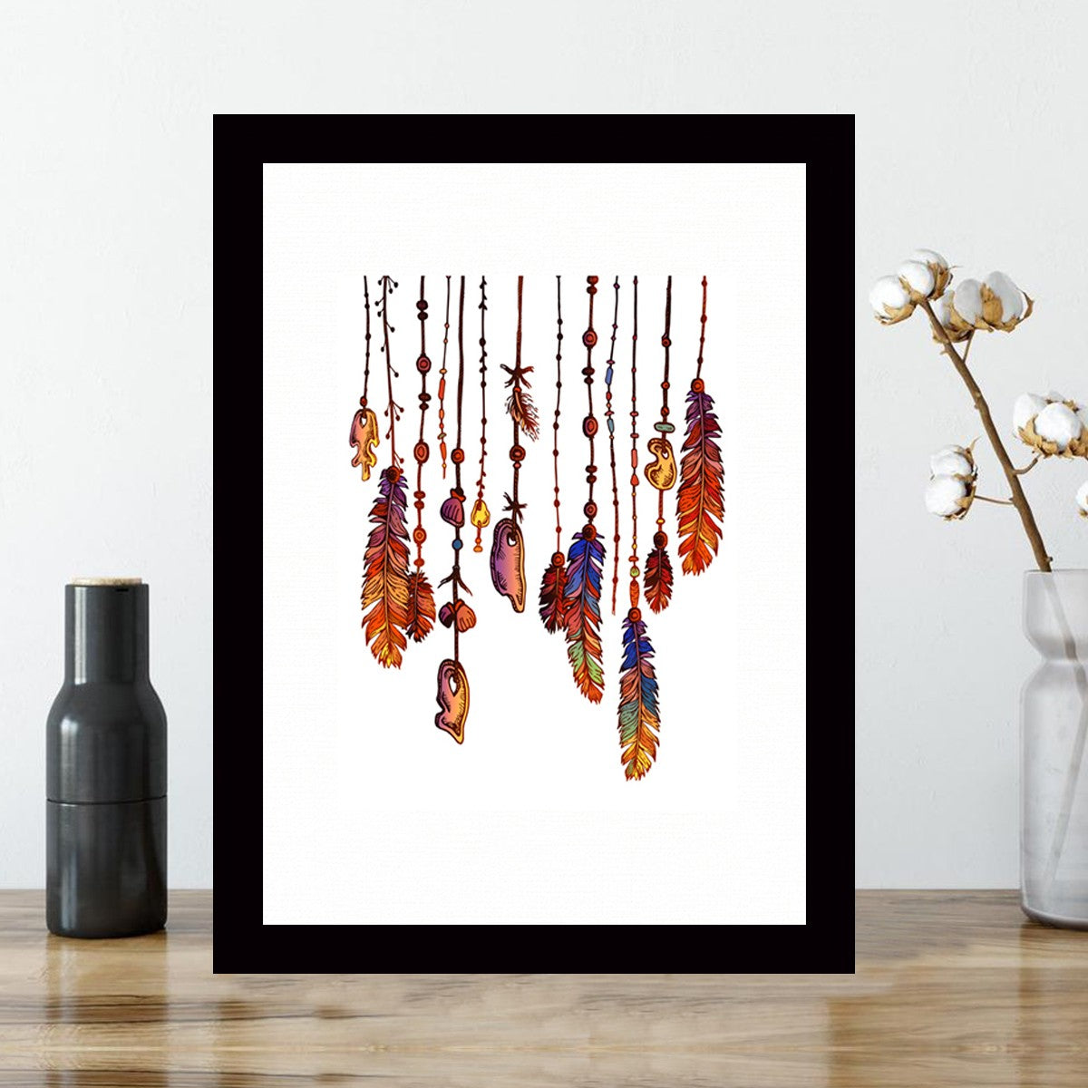 Quadro Decorativo MDF Emoldurado - Arte Multicolor 24x29cm com Moldura de Madeira 2cm