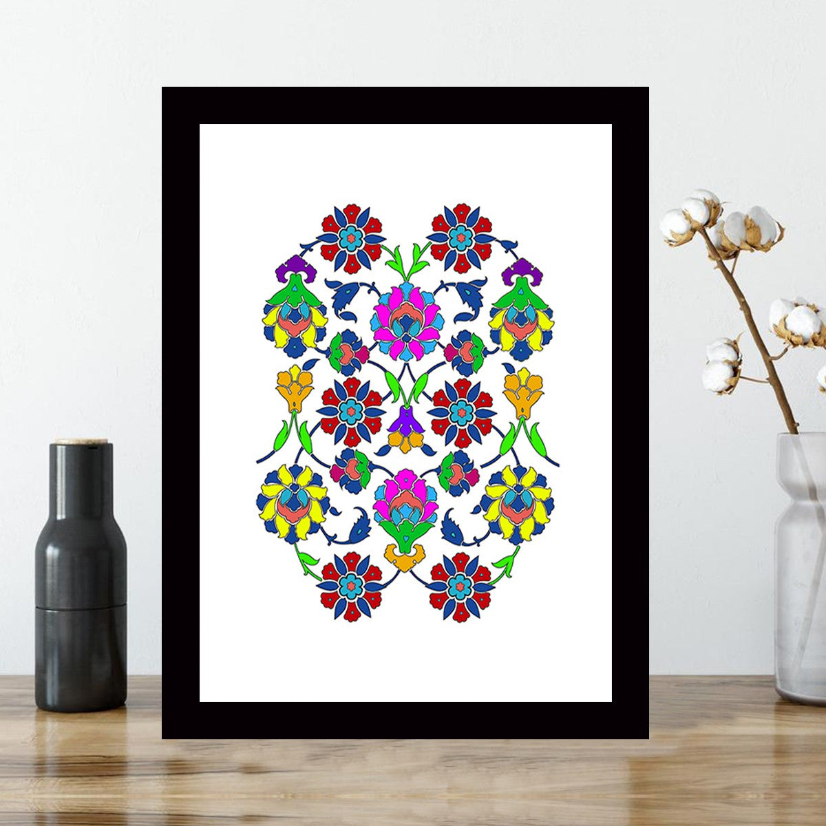 Quadro Decorativo MDF Emoldurado - Arte Multicolor 24x29cm com Moldura de Madeira 2cm