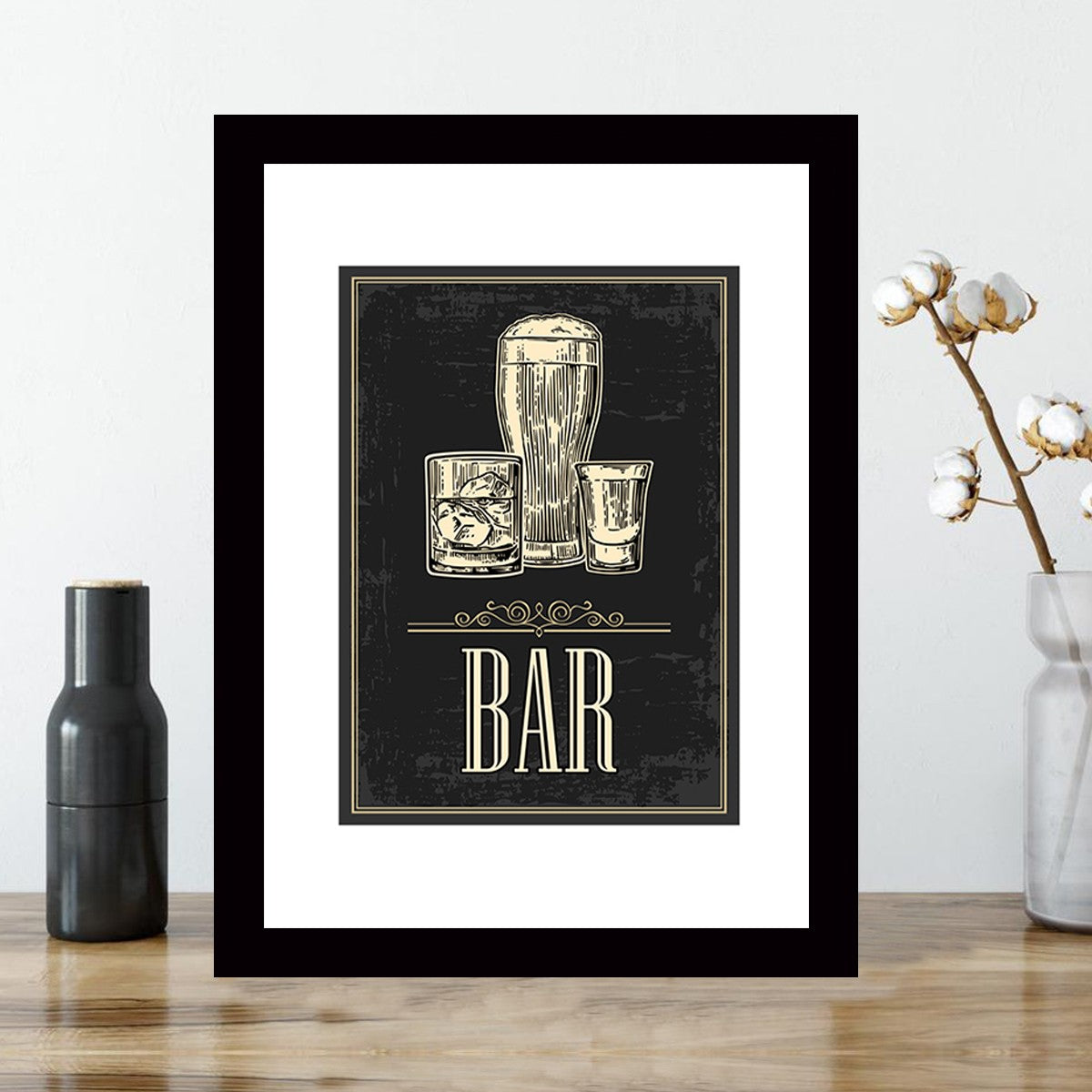 Quadro Decorativo MDF Emoldurado - Arte Multicolor 24x29cm com Moldura de Madeira 2cm