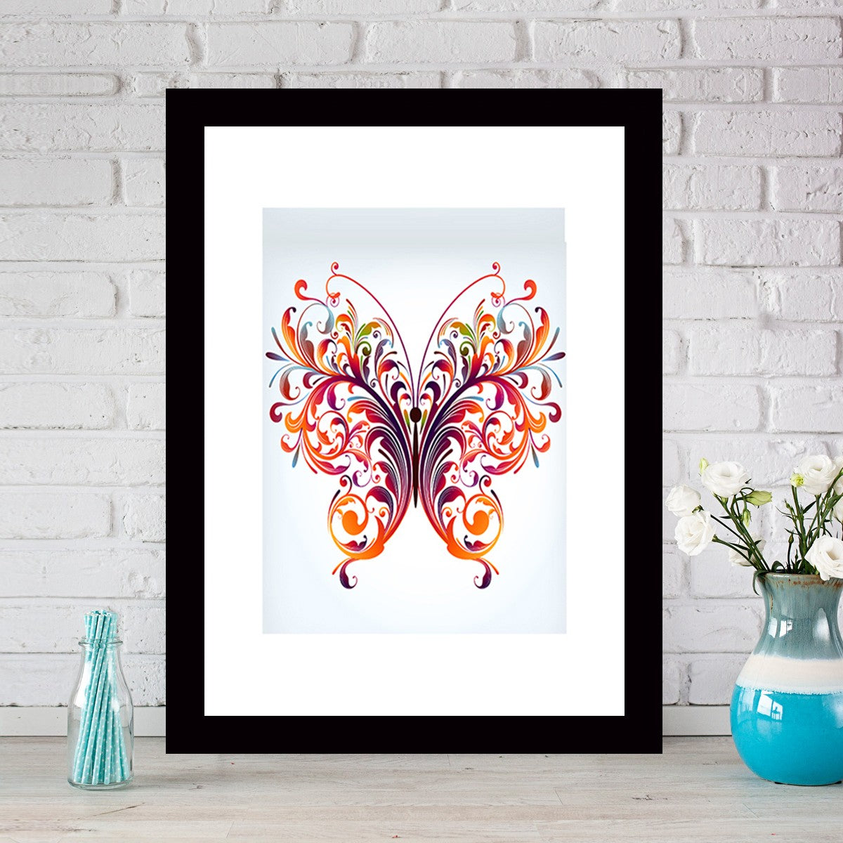 Quadro Decorativo MDF Emoldurado - Arte Multicolor 24x29cm com Moldura de Madeira 2cm