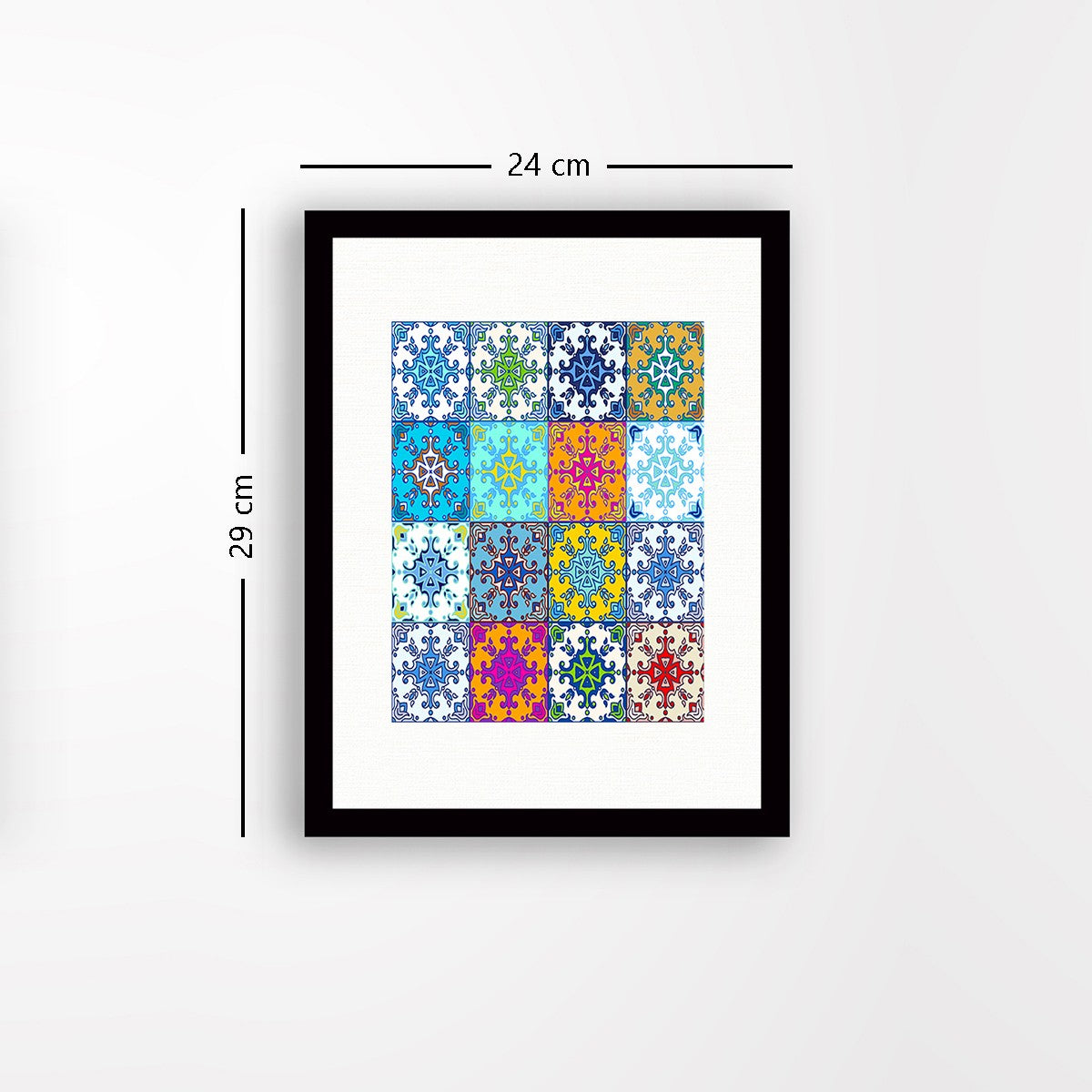 Quadro Decorativo MDF Emoldurado - Arte Multicolor 24x29cm com Moldura de Madeira 2cm