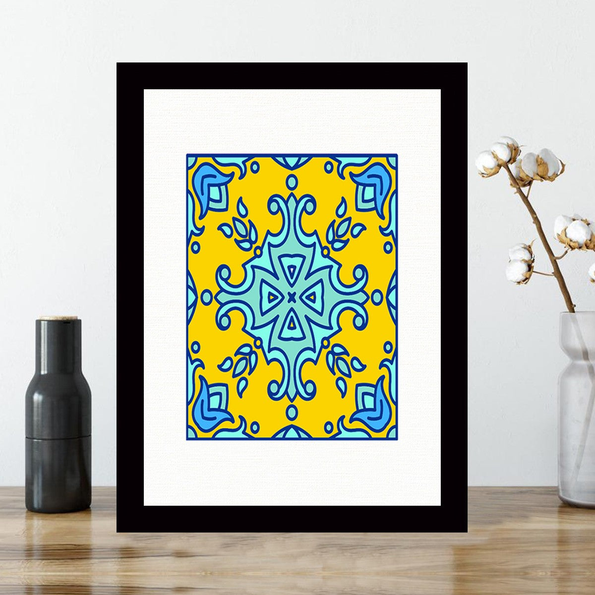 Quadro Decorativo MDF Emoldurado - Arte Multicolor 24x29cm com Moldura de Madeira 2cm