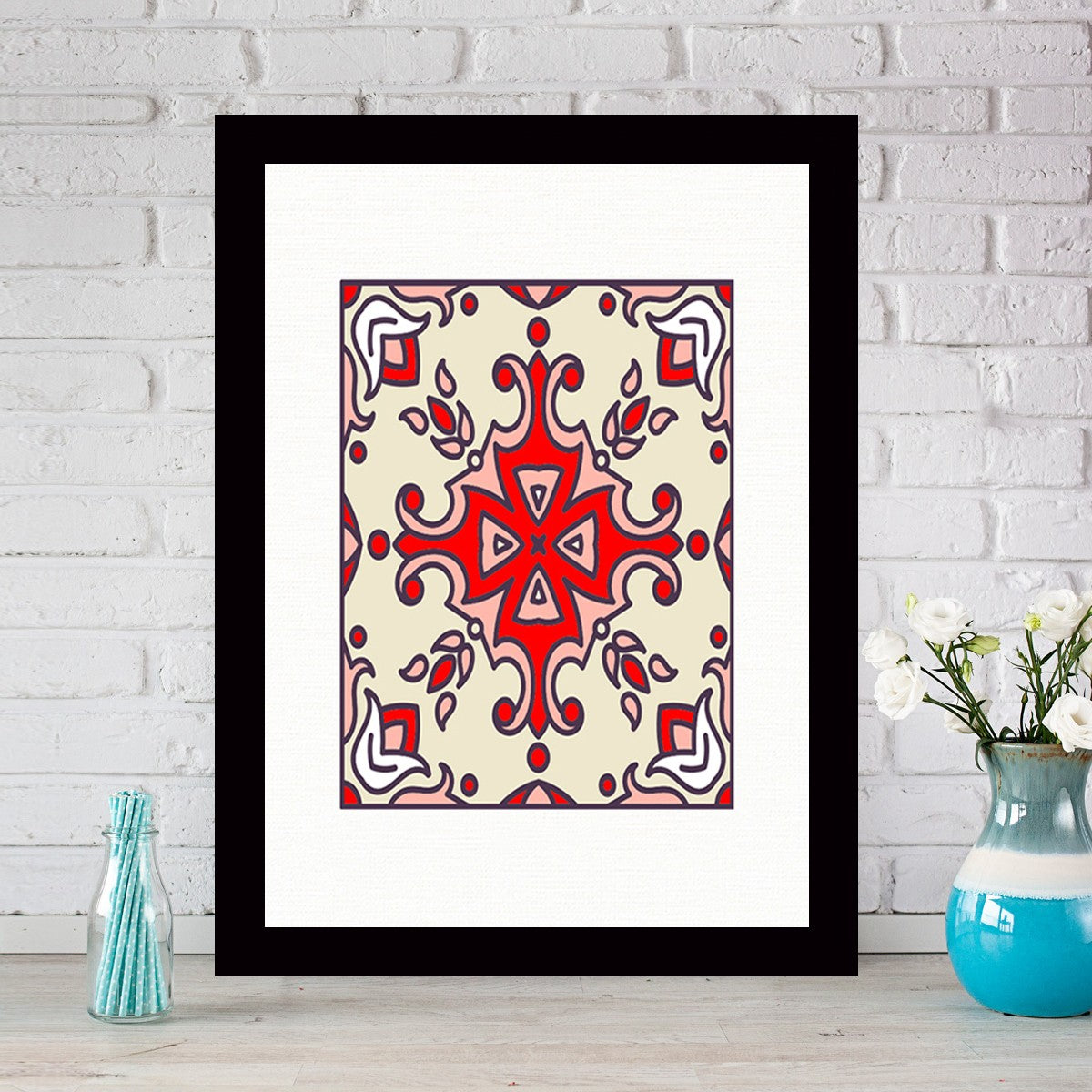 Quadro Decorativo MDF Emoldurado - Arte Multicolor 24x29cm com Moldura de Madeira 2cm