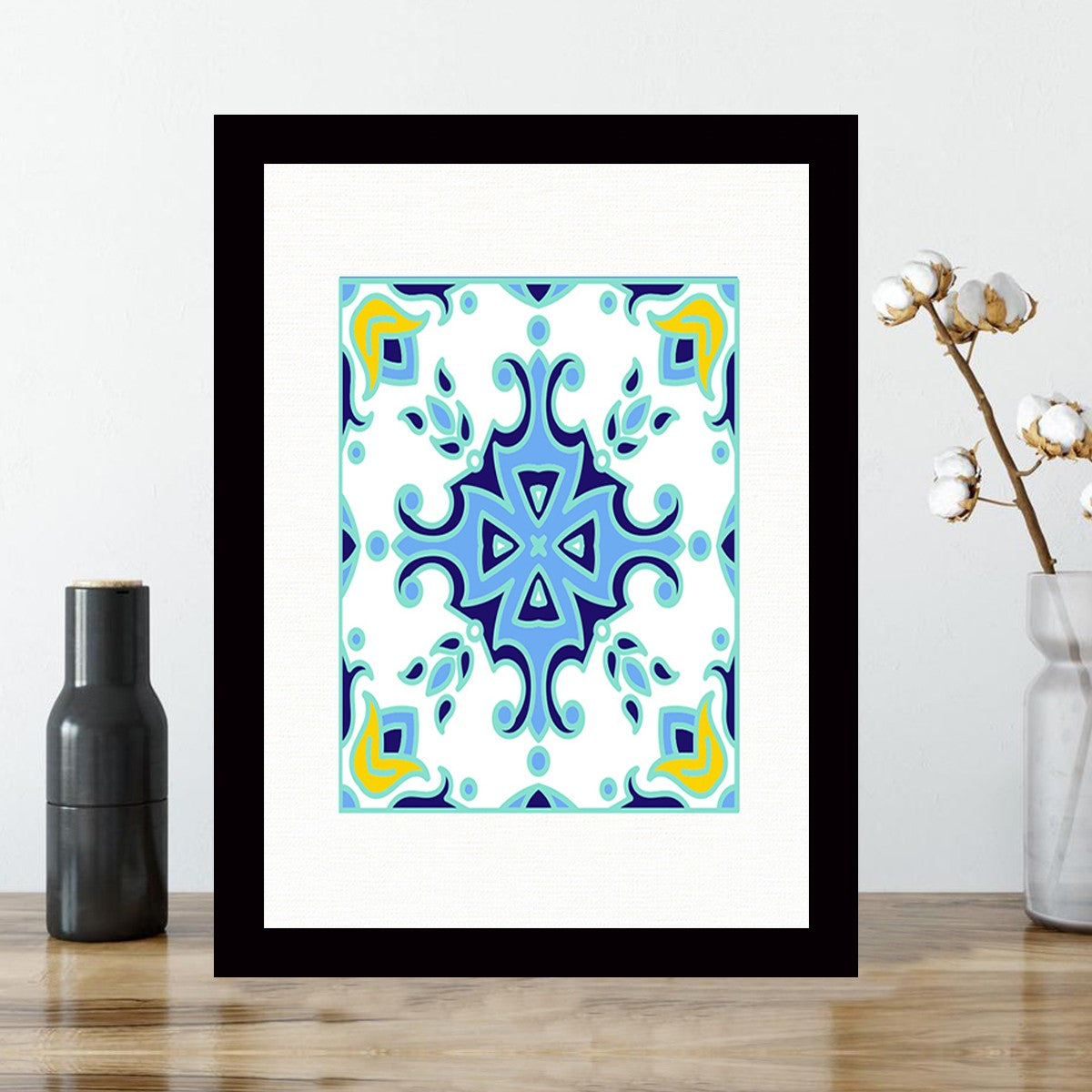 Quadro Decorativo MDF Emoldurado - Arte Multicolor 24x29cm com Moldura de Madeira 2cm