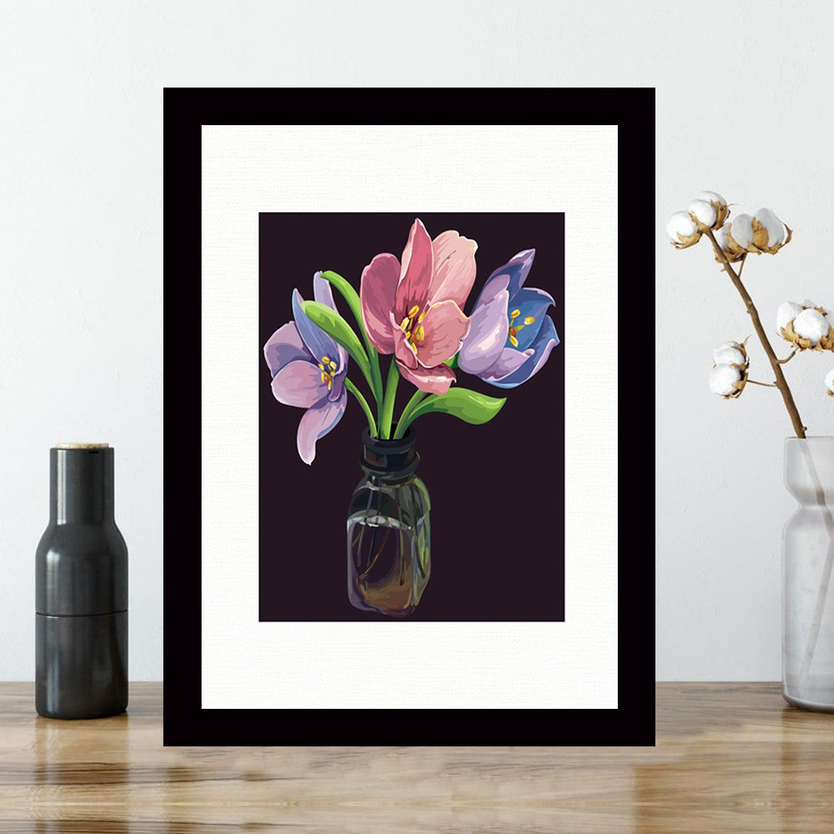 Quadro Decorativo MDF Emoldurado - Arte Multicolor 24x29cm com Moldura de Madeira 2cm