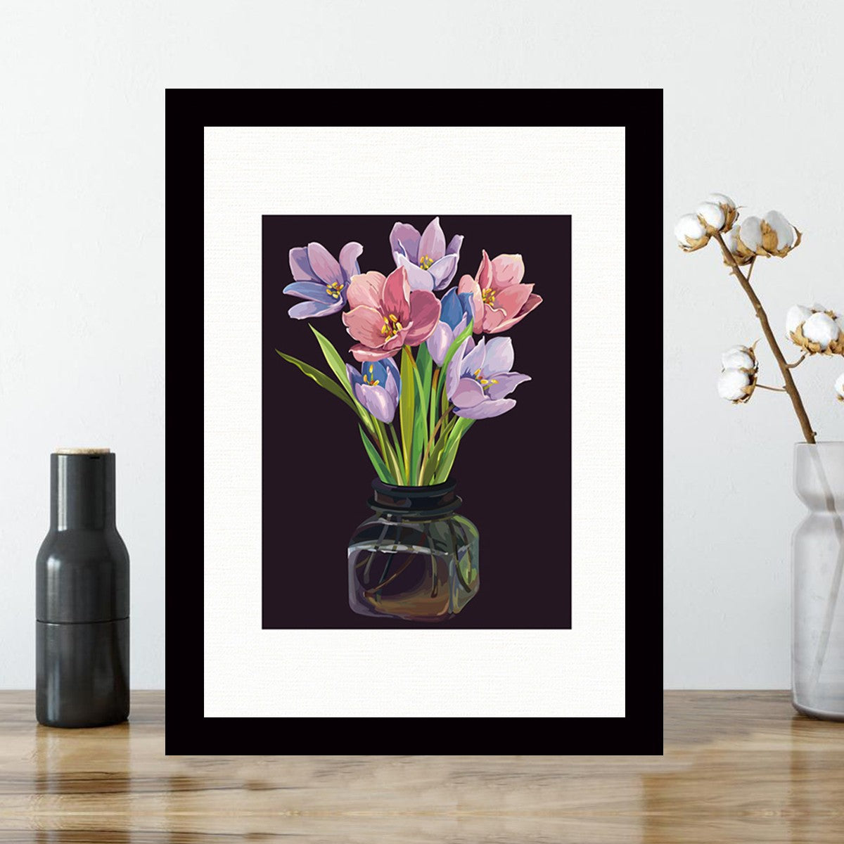 Quadro Decorativo MDF Emoldurado - Arte Multicolor 24x29cm com Moldura de Madeira 2cm