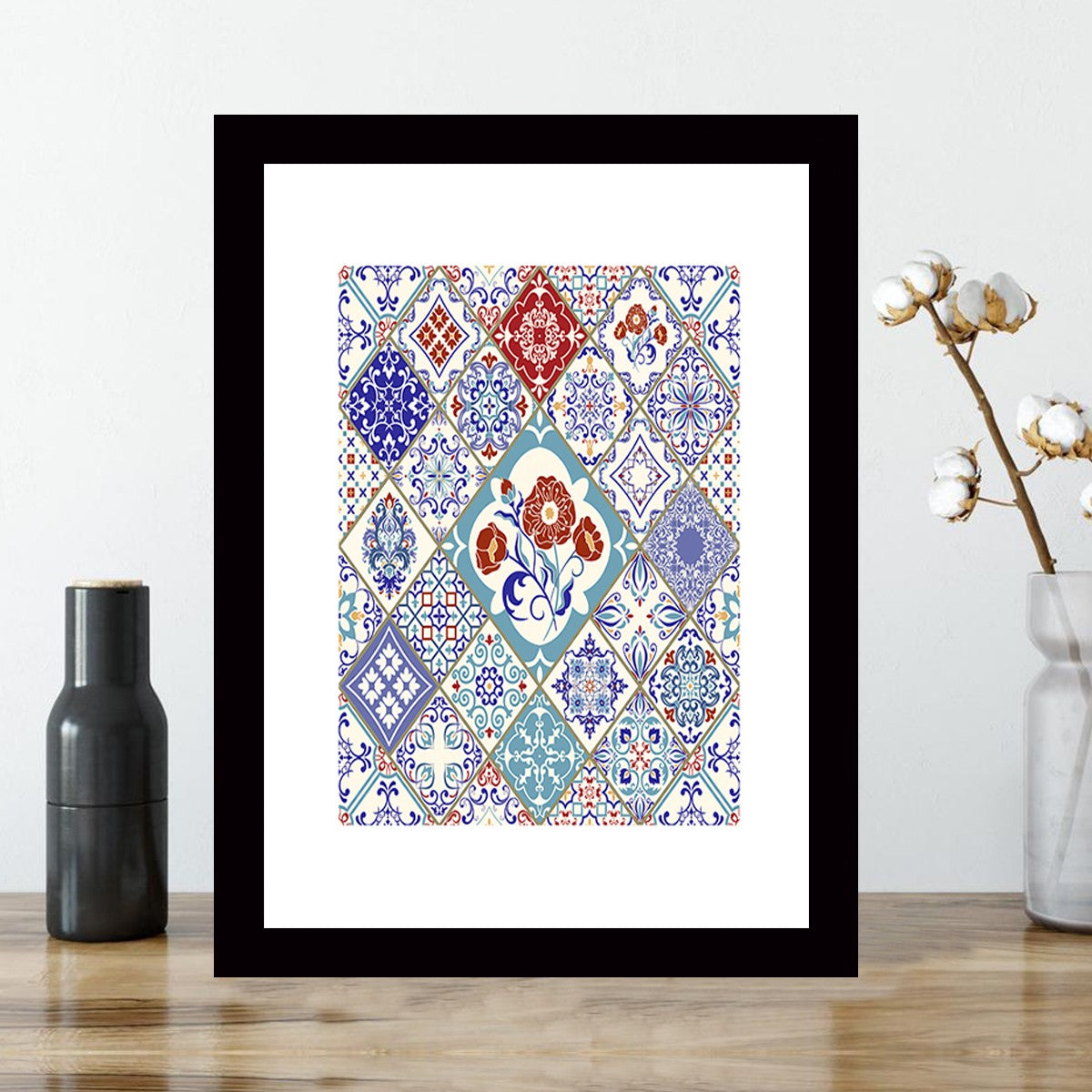 Quadro Decorativo MDF Emoldurado - Arte Multicolor 24x29cm com Moldura de Madeira 2cm