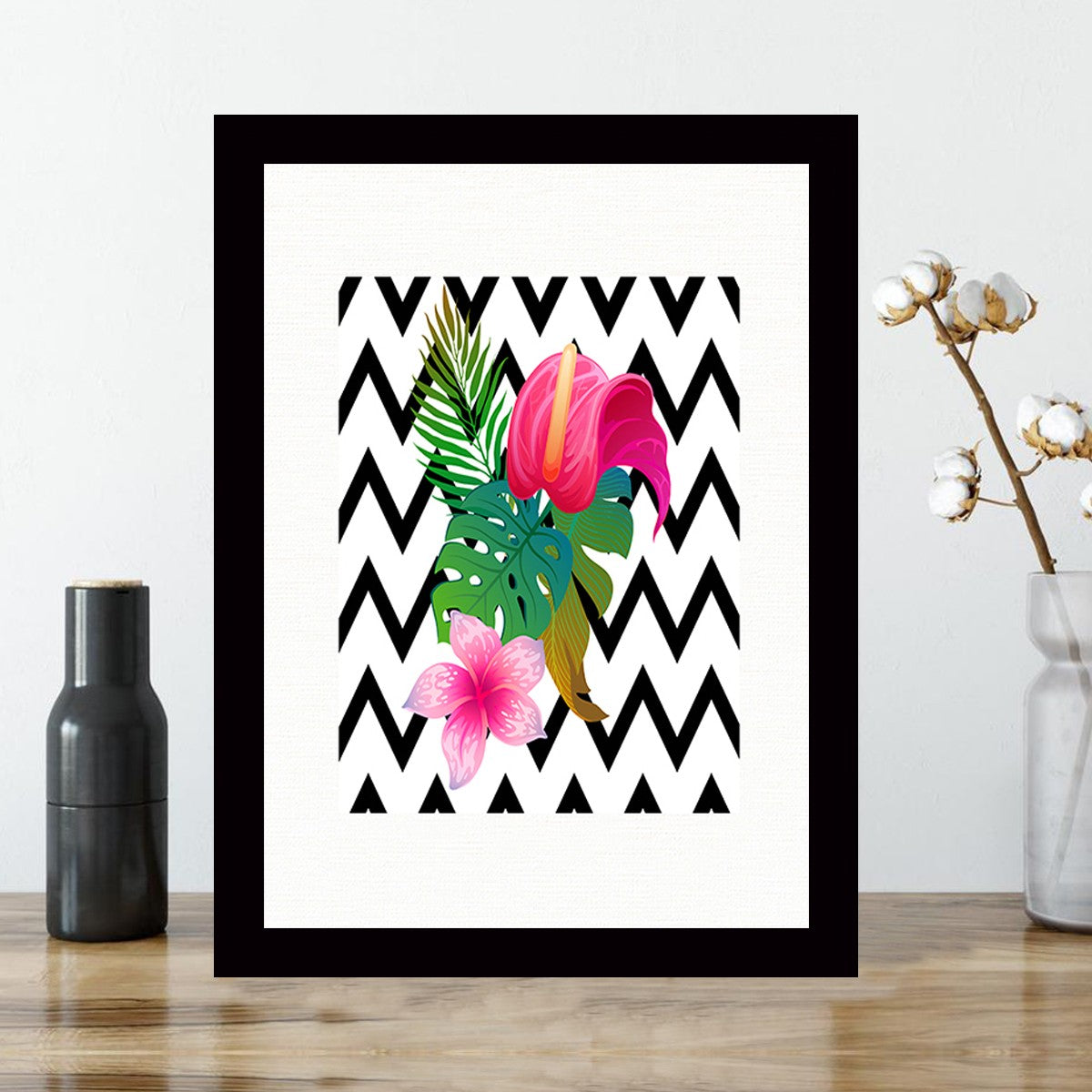 Quadro Decorativo MDF Emoldurado - Arte Multicolor 24x29cm com Moldura de Madeira 2cm