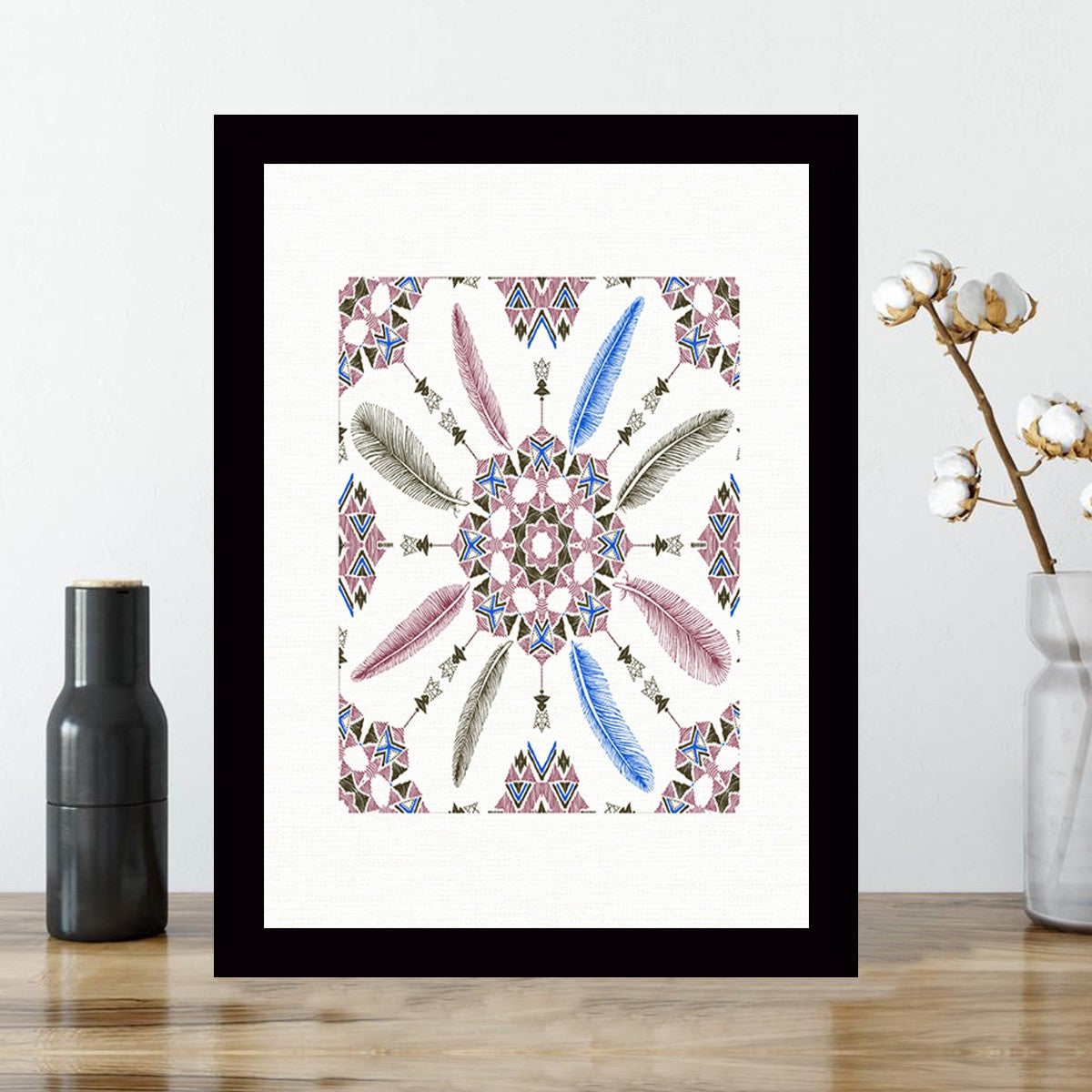 Quadro Decorativo MDF Emoldurado - Arte Multicolor 24x29cm com Moldura de Madeira 2cm