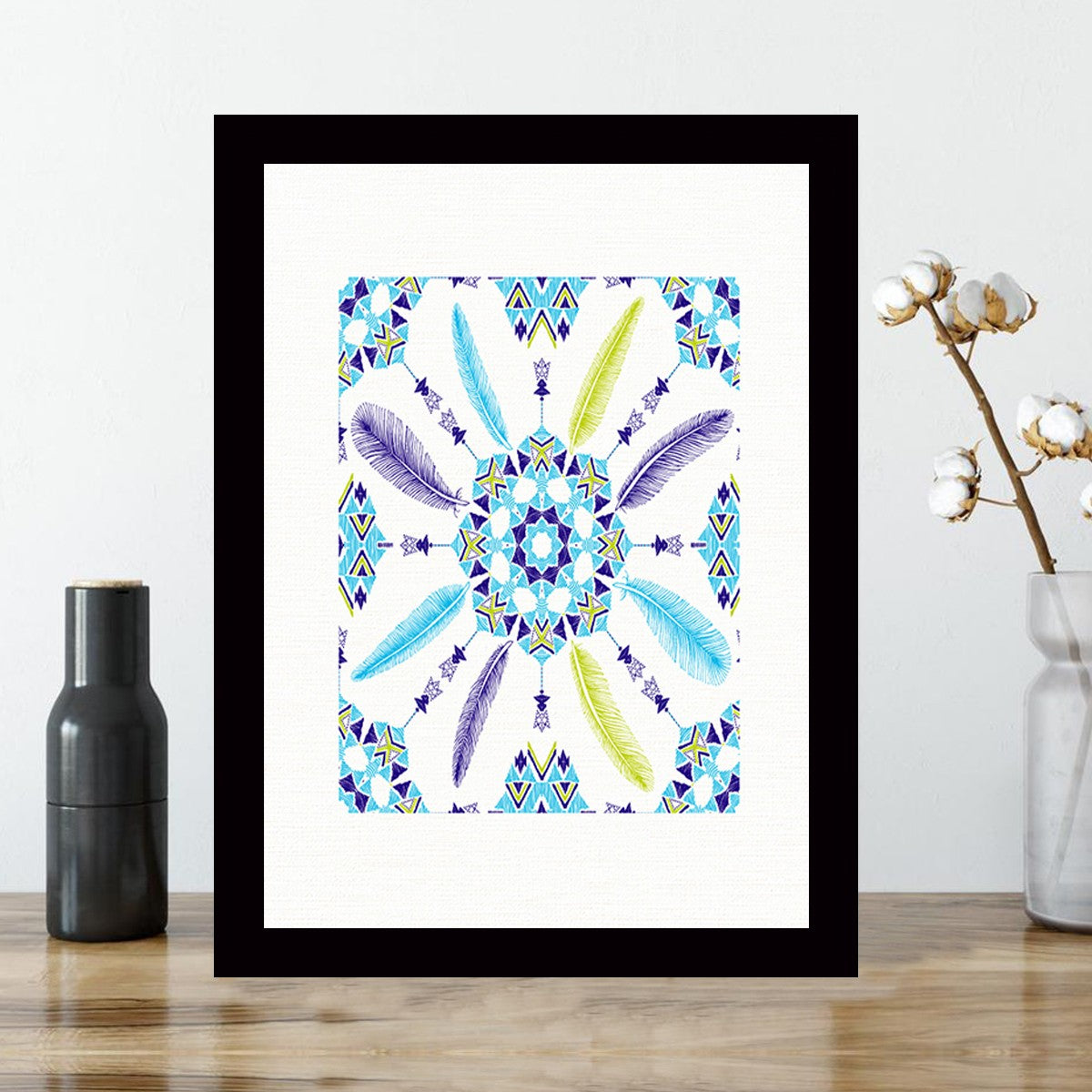 Quadro Decorativo MDF Emoldurado - Arte Multicolor 24x29cm com Moldura de Madeira 2cm