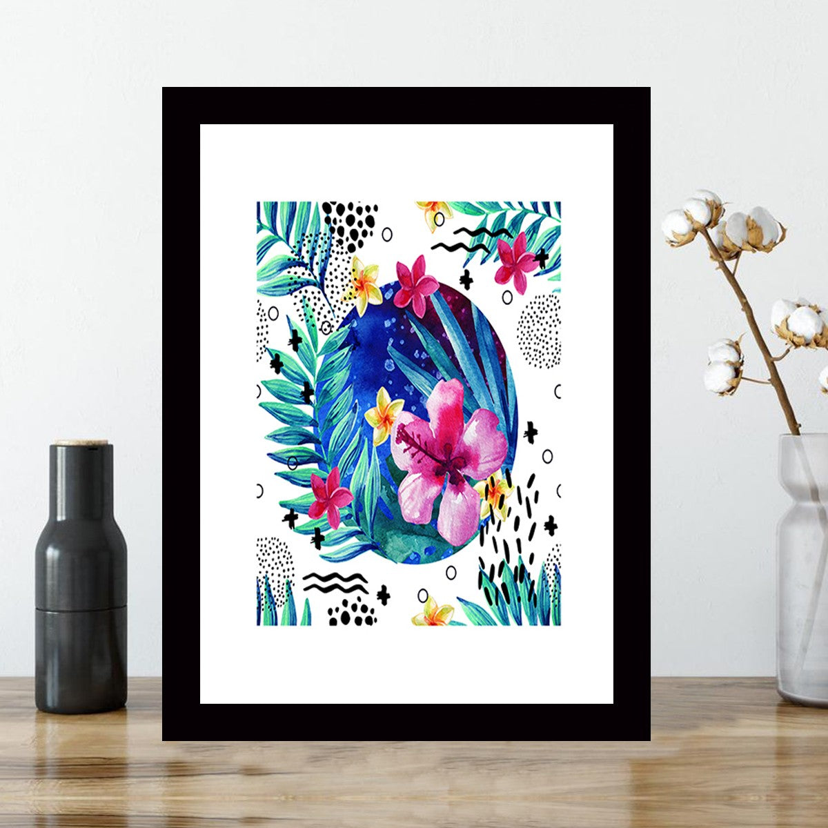 Quadro Decorativo MDF Emoldurado - Arte Multicolor 24x29cm com Moldura de Madeira 2cm