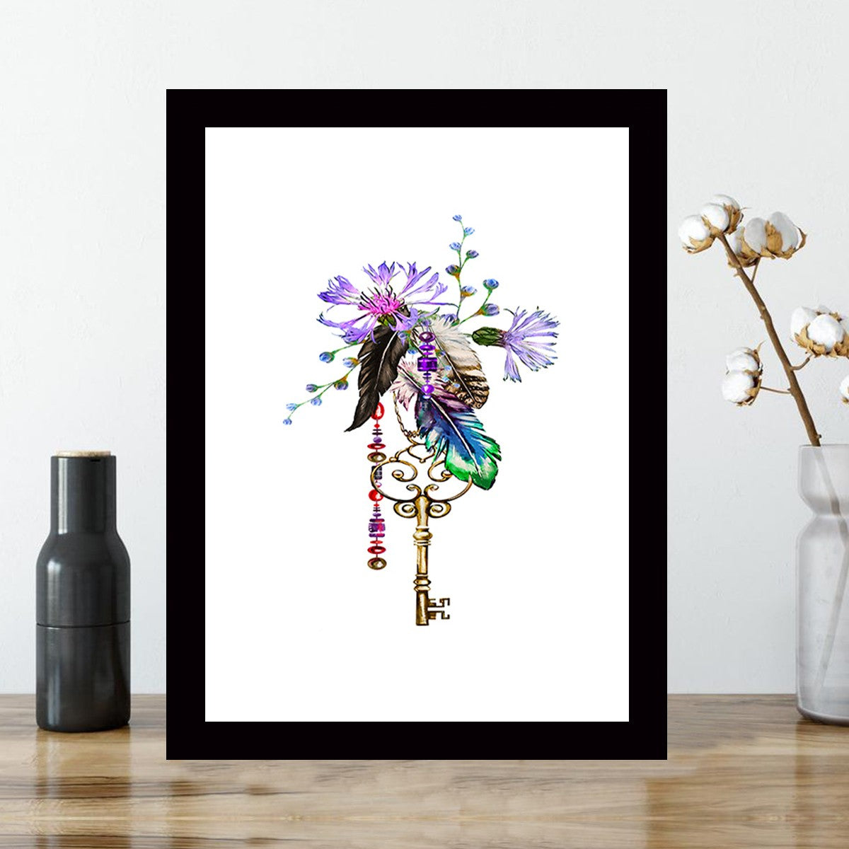 Quadro Decorativo MDF Emoldurado - Arte Multicolor 24x29cm com Moldura de Madeira 2cm