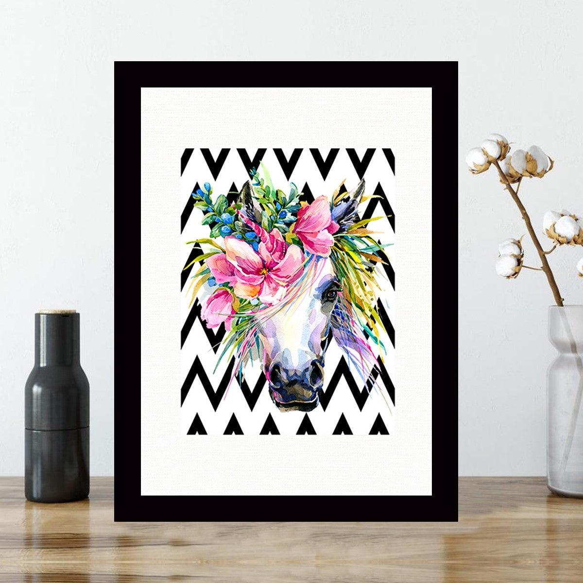 Quadro Decorativo MDF Emoldurado - Arte Multicolor 24x29cm com Moldura de Madeira 2cm