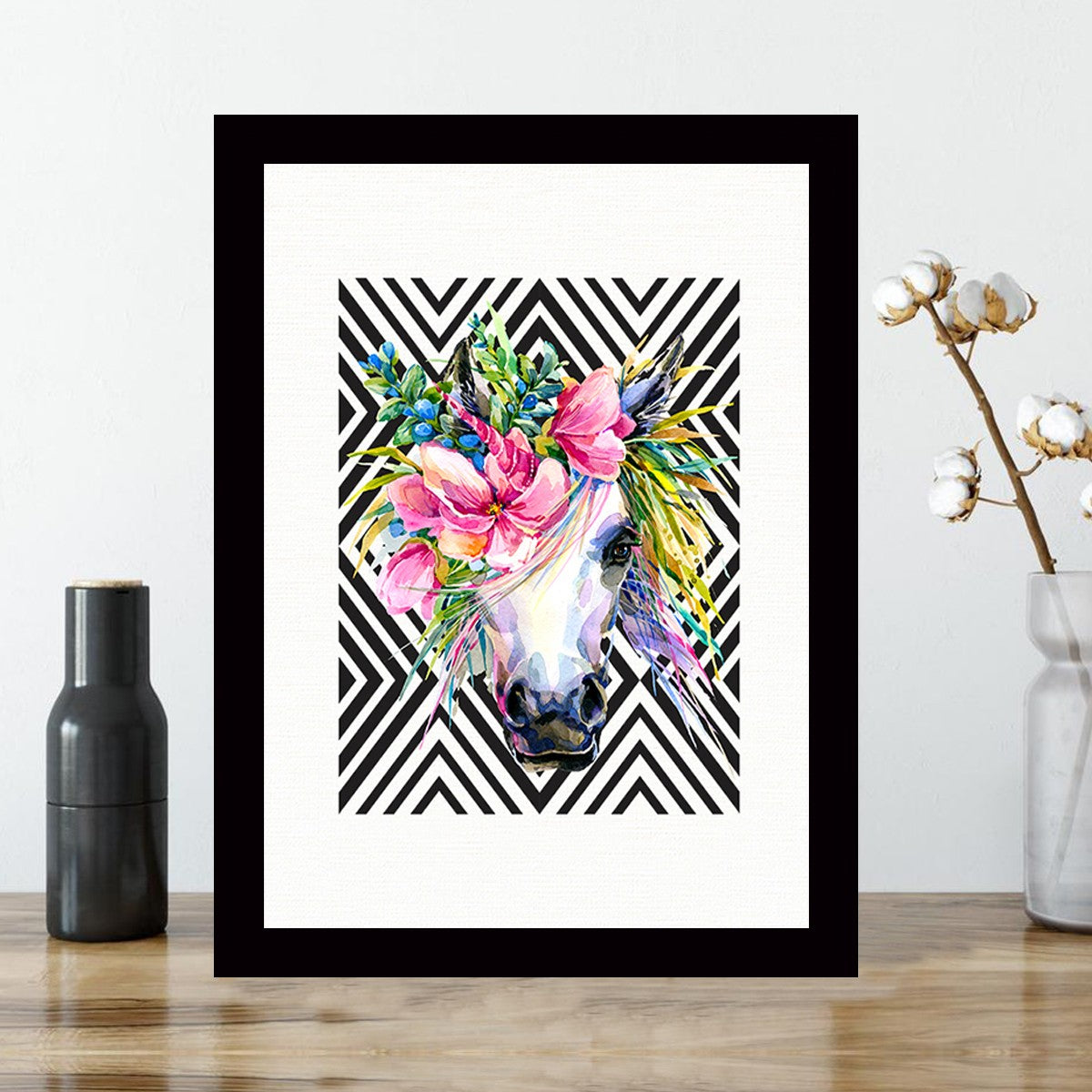 Quadro Decorativo MDF Emoldurado - Arte Multicolor 24x29cm com Moldura de Madeira 2cm