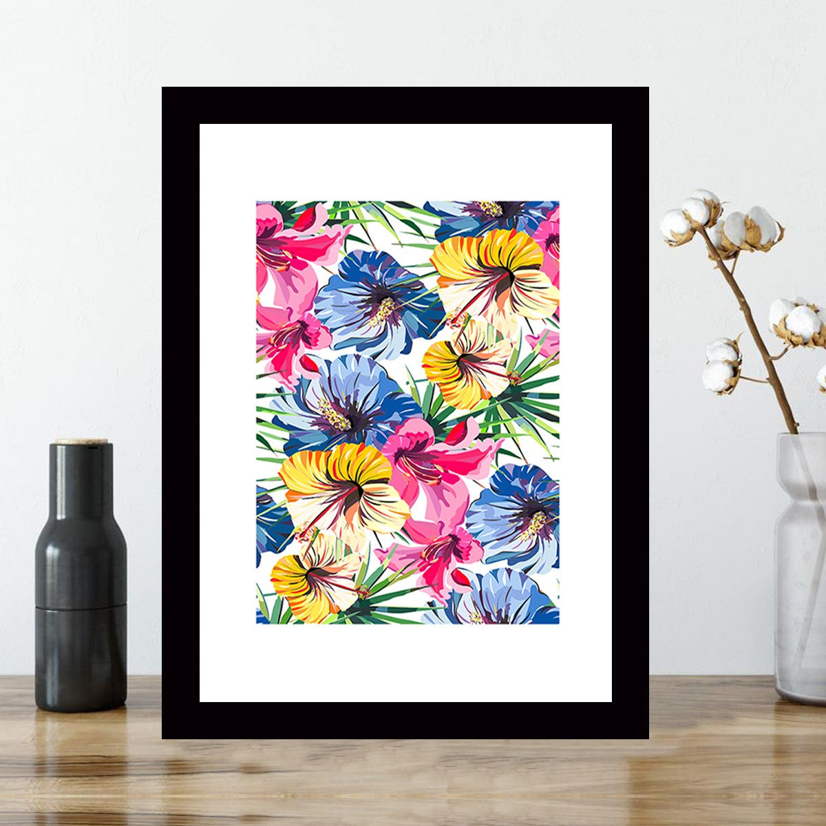 Quadro Decorativo MDF Emoldurado - Arte Multicolor 24x29cm com Moldura de Madeira 2cm