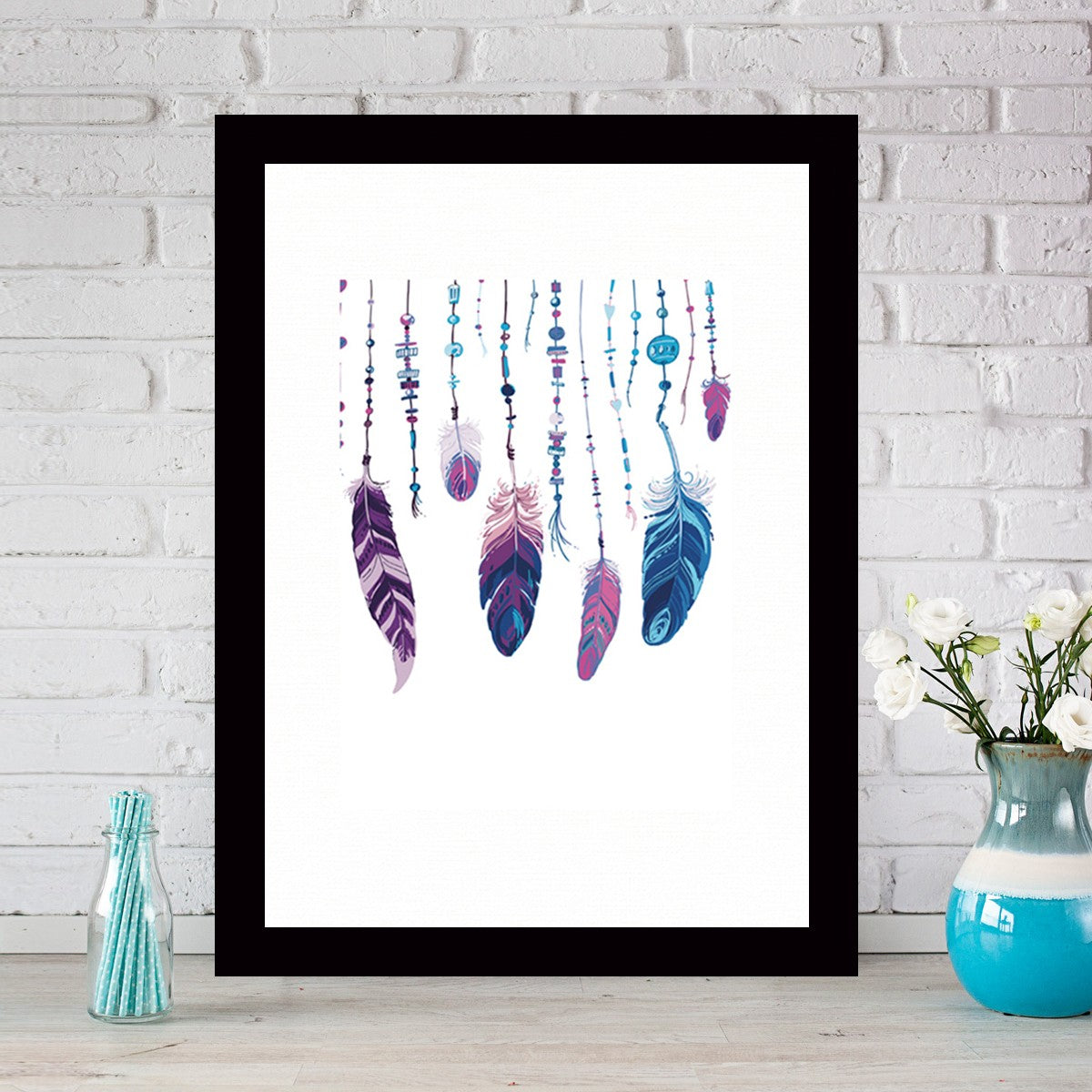 Quadro Decorativo MDF Emoldurado - Arte Multicolor 24x29cm com Moldura de Madeira 2cm