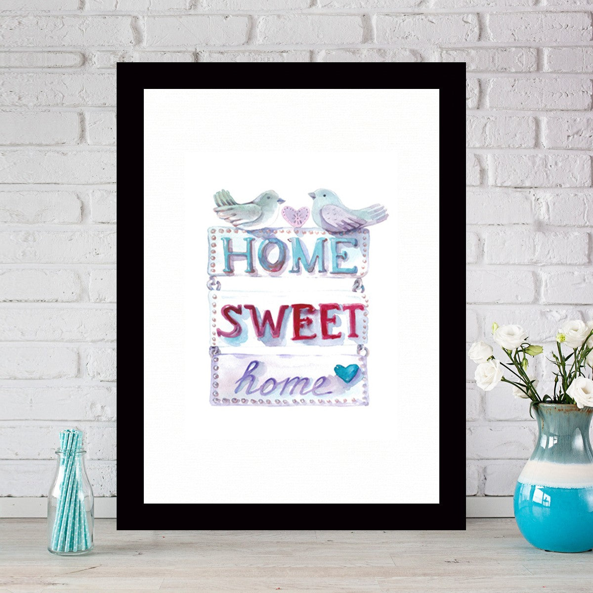 Quadro Decorativo MDF Emoldurado - Arte Multicolor 24x29cm com Moldura de Madeira 2cm