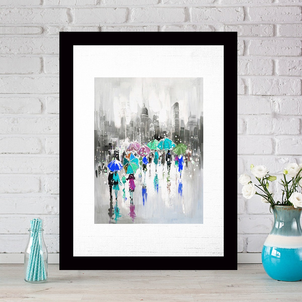 Quadro Decorativo MDF Emoldurado - Arte Multicolor 24x29cm com Moldura de Madeira 2cm