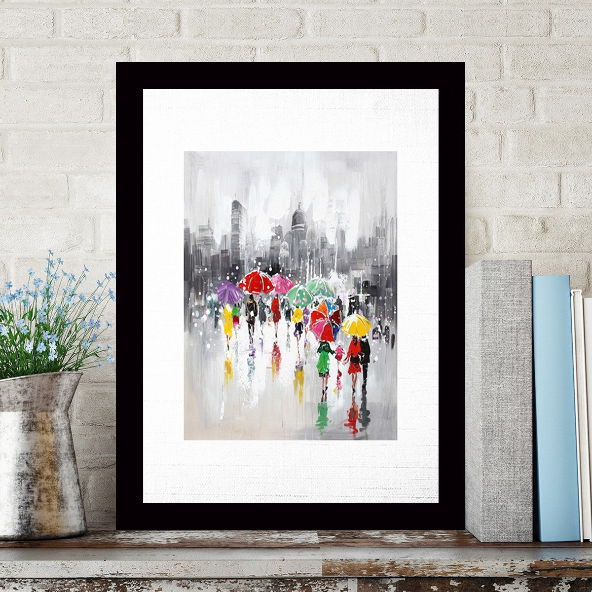 Quadro Decorativo MDF Emoldurado - Arte Multicolor 24x29cm com Moldura de Madeira 2cm