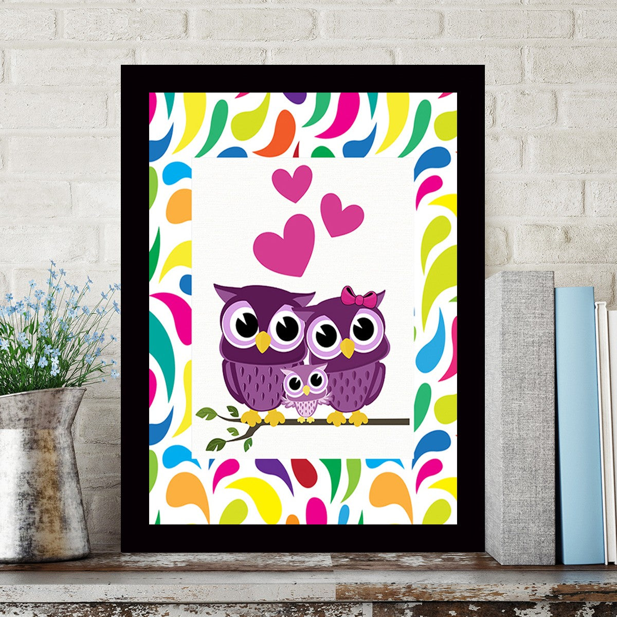 Quadro Decorativo MDF Emoldurado - Arte Multicolor 24x29cm com Moldura de Madeira 2cm