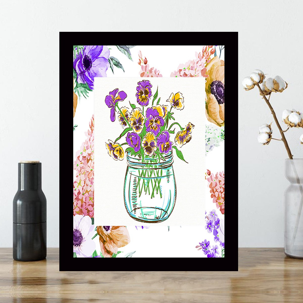 Quadro Decorativo MDF Emoldurado - Arte Multicolor 24x29cm com Moldura de Madeira 2cm