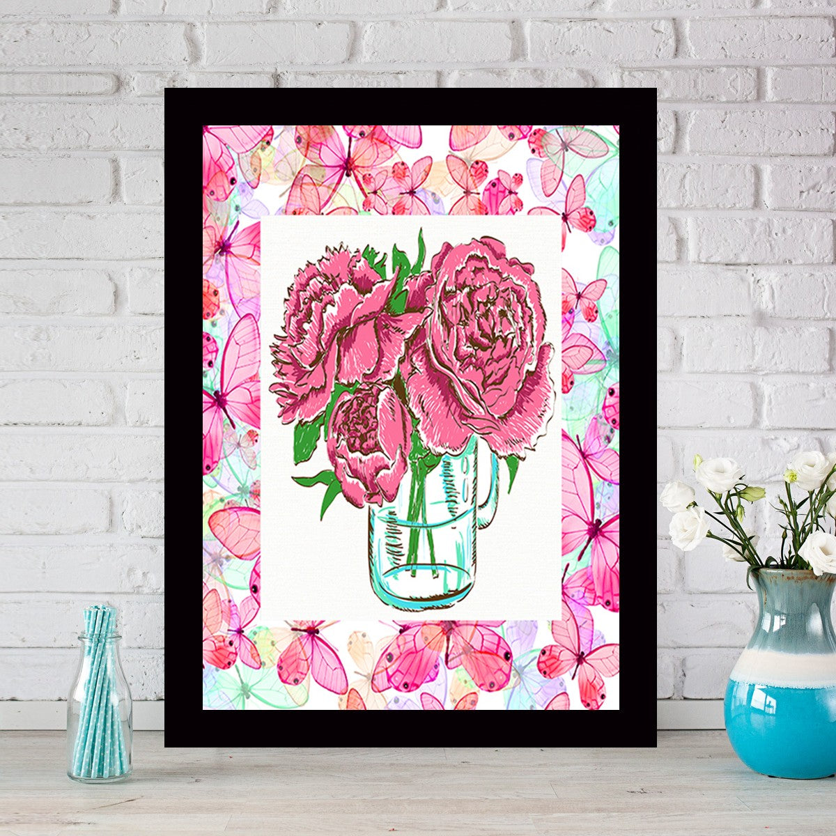 Quadro Decorativo MDF Emoldurado - Arte Multicolor 24x29cm com Moldura de Madeira 2cm