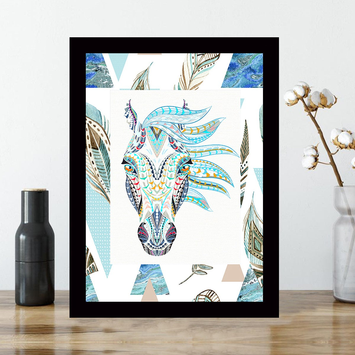 Quadro Decorativo MDF Emoldurado - Arte Multicolor 24x29cm com Moldura de Madeira 2cm