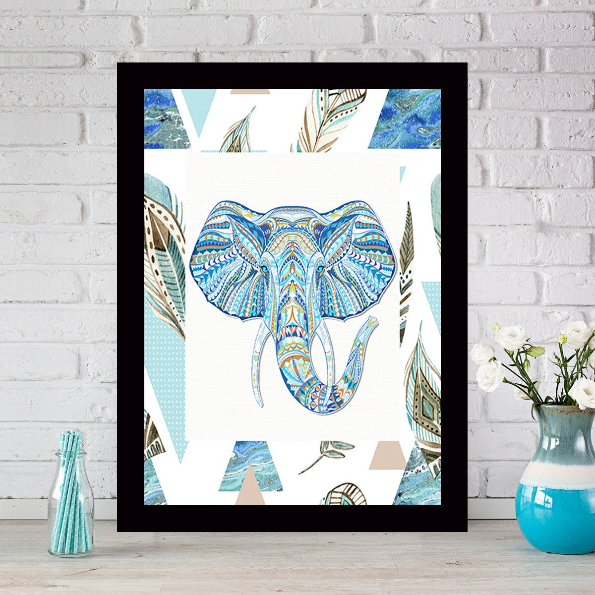 Quadro Decorativo MDF Emoldurado - Arte Multicolor 24x29cm com Moldura de Madeira 2cm