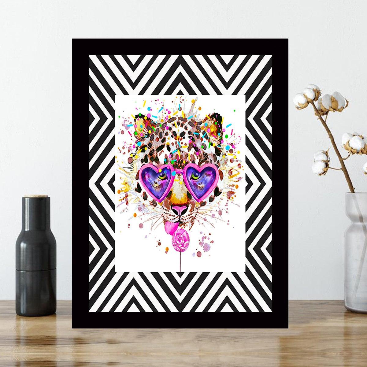 Quadro Decorativo MDF Emoldurado - Arte Multicolor 24x29cm com Moldura de Madeira 2cm