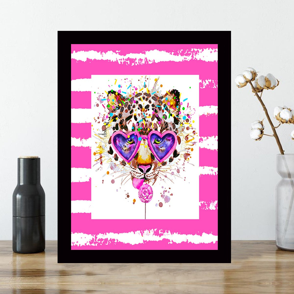 Quadro Decorativo MDF Emoldurado - Arte Multicolor 24x29cm com Moldura de Madeira 2cm