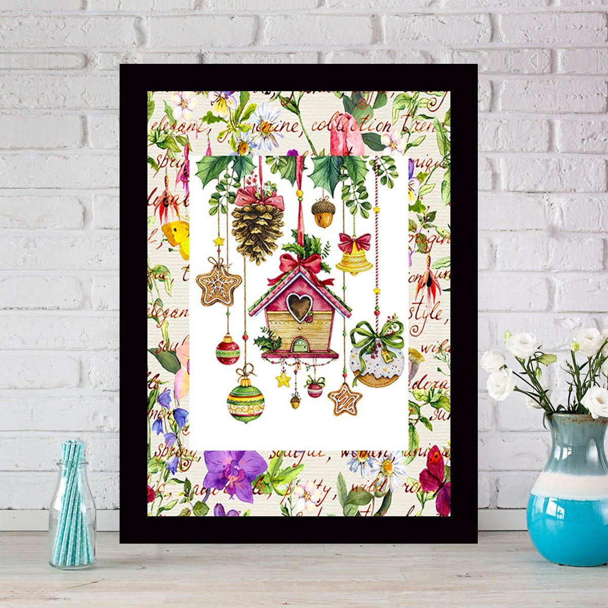 Quadro Decorativo MDF Emoldurado - Arte Multicolor 24x29cm com Moldura de Madeira 2cm