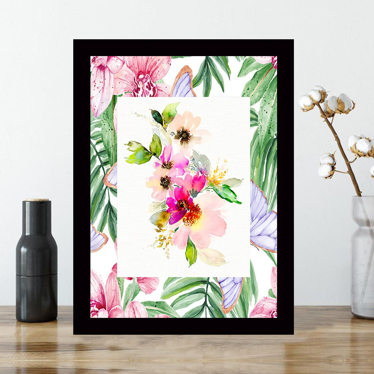 Quadro Decorativo MDF Emoldurado - Arte Multicolor 24x29cm com Moldura de Madeira 2cm