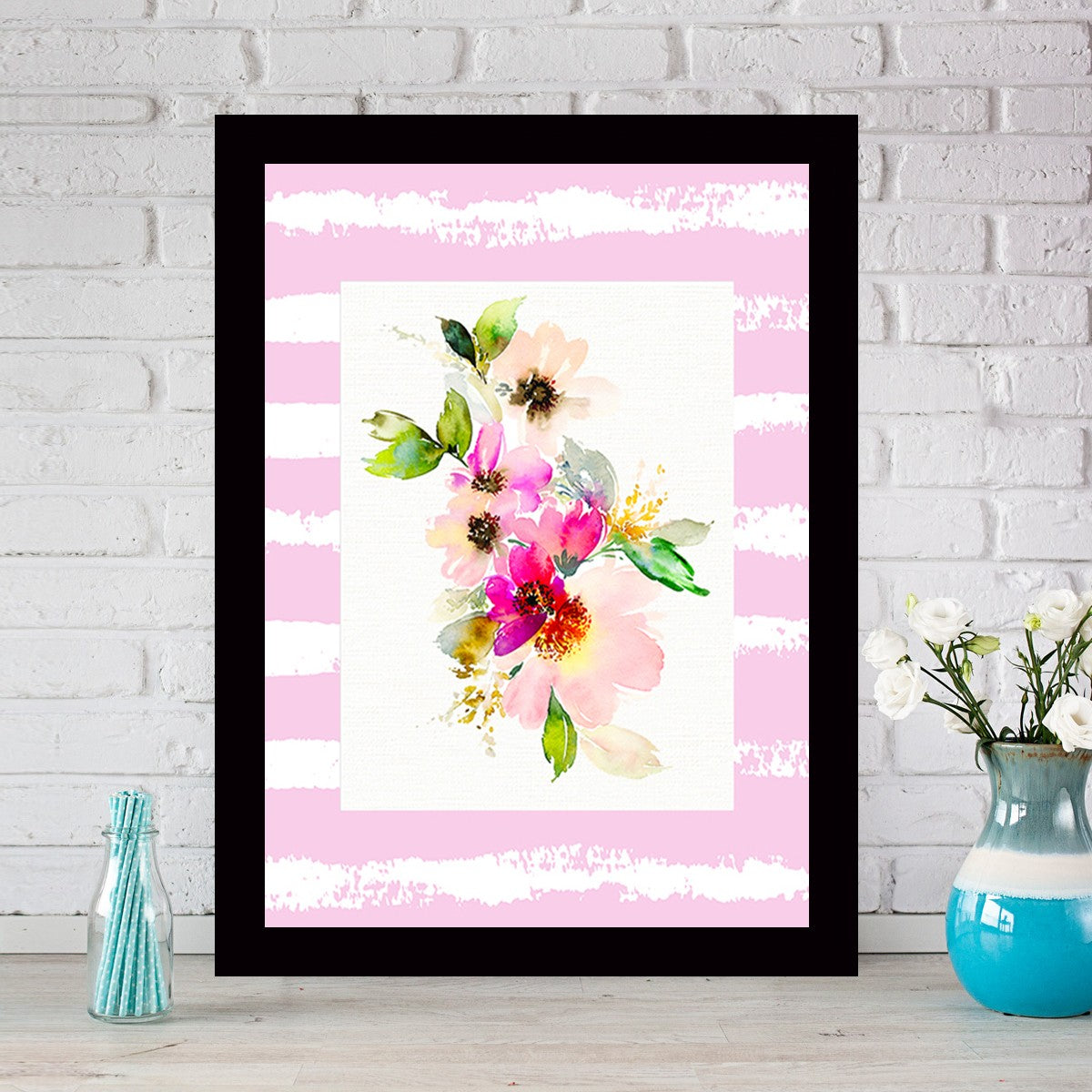 Quadro Decorativo MDF Emoldurado - Arte Multicolor 24x29cm com Moldura de Madeira 2cm