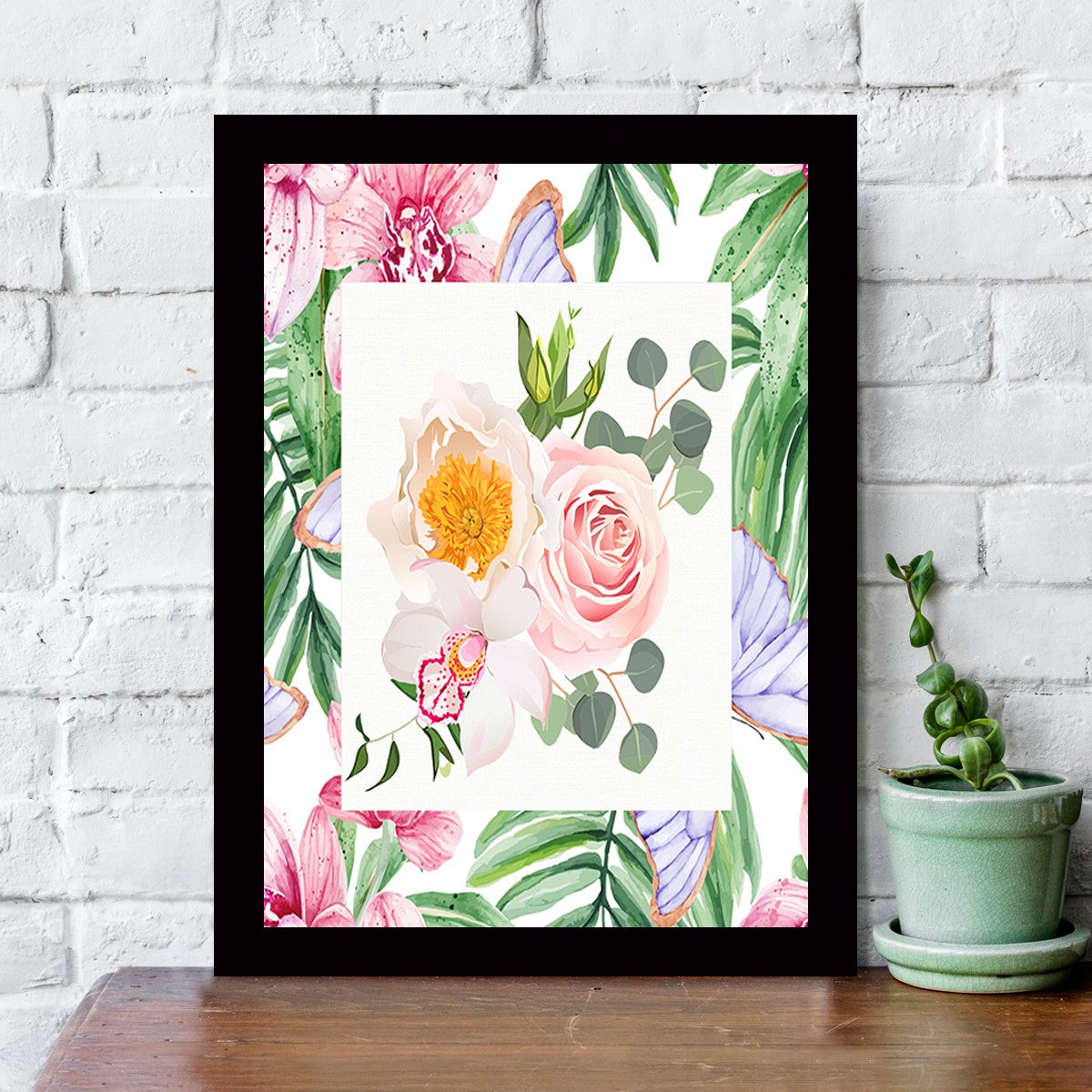 Quadro Decorativo MDF Emoldurado - Arte Multicolor 24x29cm com Moldura de Madeira 2cm