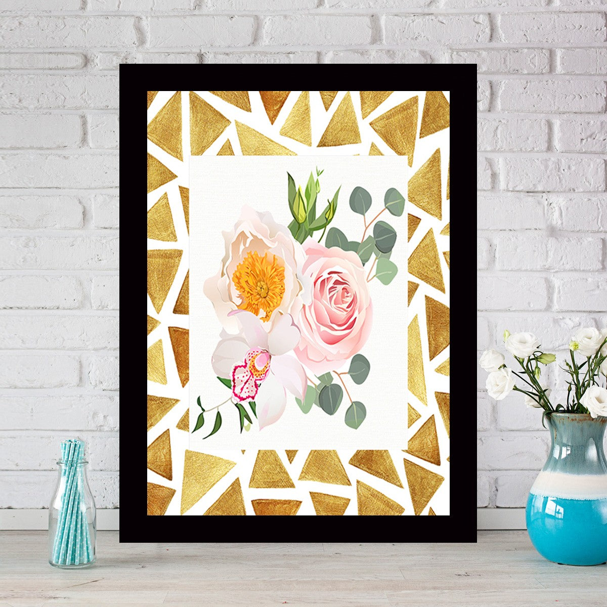 Quadro Decorativo MDF Emoldurado - Arte Multicolor 24x29cm com Moldura de Madeira 2cm