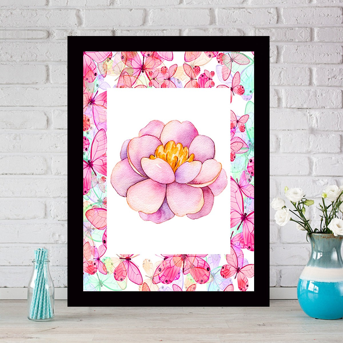 Quadro Decorativo MDF Emoldurado - Arte Multicolor 24x29cm com Moldura de Madeira 2cm