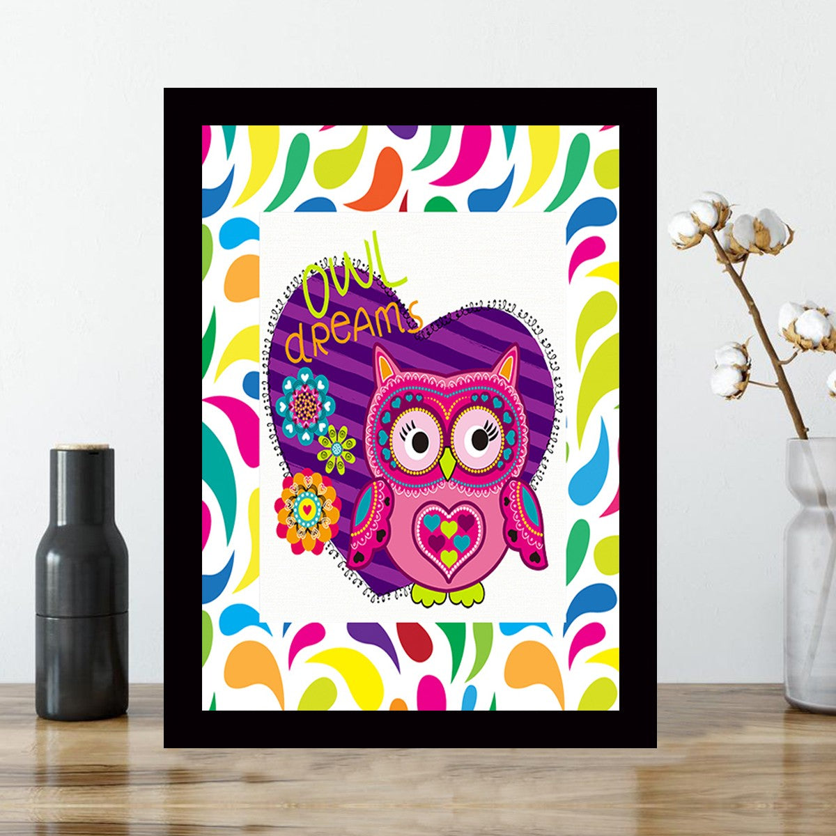 Quadro Decorativo MDF Emoldurado - Arte Multicolor 24x29cm com Moldura de Madeira 2cm